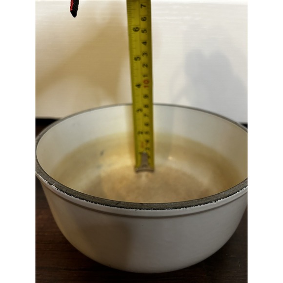 LE CROUSET Vintage Cousances Mid-Century 18 Cast Iron White  Enamel Pot No Lid - Picture 9 of 9